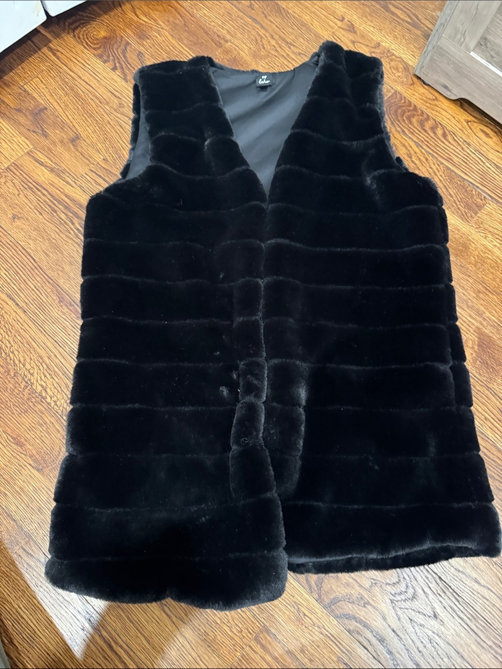 Echo Black Faux Fur Sleeveless Vest